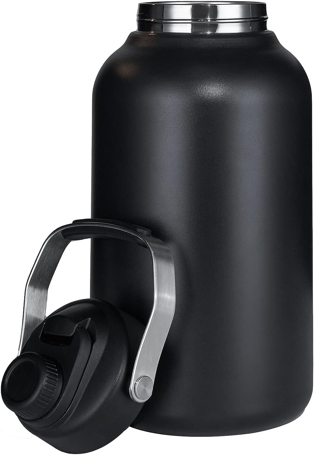Hawsaiy 128oz Insulated Water Bottle with Wide Mouth, One Gallon Stainless Steel Double Vacuum Water Bottle for Hot & Cold Drinks, Big Water Jug with Handle for Sports, Travel, Black