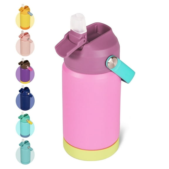 Hawsaiy 12oz Kids Insulated Water Bottle with Straw Lid, Leak-Proof Stainless Steel BPA-Free Thermos for School Boys and Girls