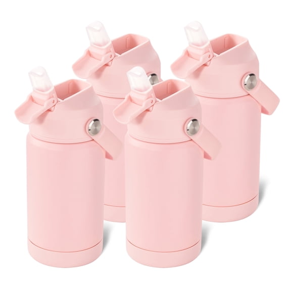 Hawsaiy 12oz Kids Insulated Water Bottle 4-Pack with Straw Lid, Leak-Proof Stainless Steel BPA-Free Thermos for School Boys and Girls