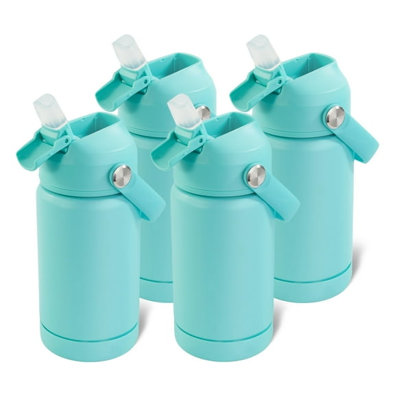 Hawsaiy 12oz Kids Insulated Water Bottle 4-Pack with Straw Lid, Leak-Proof Stainless Steel BPA-Free Thermos for School Boys and Girls