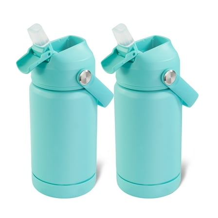 Hawsaiy 12oz Kids Insulated Water Bottle 2-Pack with Straw Lid, Leak-Proof Stainless Steel BPA-Free Thermos for School Boys and Girls