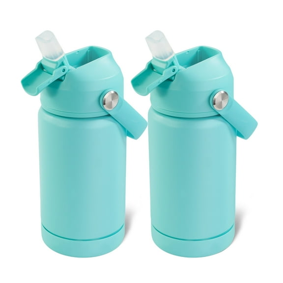 Hawsaiy 12oz Kids Insulated Water Bottle 2-Pack with Straw Lid, Leak-Proof Stainless Steel BPA-Free Thermos for School Boys and Girls