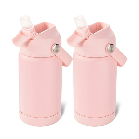 Hawsaiy 12oz Kids Insulated Water Bottle 2-Pack with Straw Lid, Leak-Proof Stainless Steel BPA-Free Thermos for School Boys and Girls