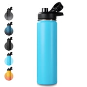 Hawsaiy 24 oz Insulated Stainless Steel Water Bottle with Handle, Leak-Proof Lid & Wide Mouth, Double Wall Vacuum, BPA Free, Keeps Cold & Hot, Blue