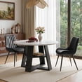 thumbnail image 1 of Hawsaiy 3 Piece 43.3" Round Dining Table Set for 2,Kitchen Table with Storage Shelf & 2 Upholstered Dining Chairs, Modern Wood Dining Room Furniture Set for Apartment, 1 of 8