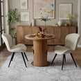 thumbnail image 1 of Hawsaiy 3-Piece Dining Table Set for 2, 31.5" Round Dining Table Set with 2 Upholstered Dining Chairs, Modern Farmhouse Table Set for Dining Room (Walnut+Beige), 1 of 9