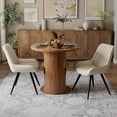 thumbnail image 1 of Hawsaiy 3-Piece Dining Table Set for 2, 31.5" Round Dining Table Set with 2 Upholstered Dining Chairs, Modern Farmhouse Table Set for Dining Room (Walnut+Beige), 1 of 10