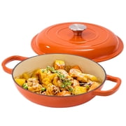Hawsaiy 3 Quart Enameled Shallow Cast Iron Dutch Oven with Lid, Dual Handles Dutch Pots for Cooking, Stewing, Heavy-Duty