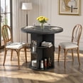 thumbnail image 1 of Hawsaiy 31.5" Round Dining Table for 2 with Sliding Door Storage Base, Space-Saving Waterproof Scratch-Resistant Wood Top, Modern Farmhouse Kitchen Table, Black, 1 of 8