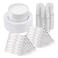 thumbnail image 1 of Hawsaiy 350PCS Silver Disposable Plates and Cups Set for 50 Guests, Plastic Dinnerware with Napkins for Wedding and Party, 1 of 10