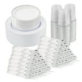 thumbnail image 1 of Hawsaiy 350PCS Silver Disposable Plates and Cups Set for 50 Guests, Plastic Dinnerware with Napkins for Wedding and Party, 1 of 10