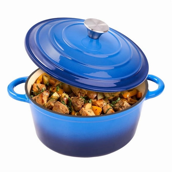 Hawsaiy 4.5 QT Enameled Cast Iron Dutch Oven with Lid, Nonstick Cookware for Baking, Roasting, Braising & Cooking, Dual Handles, Dark Blue