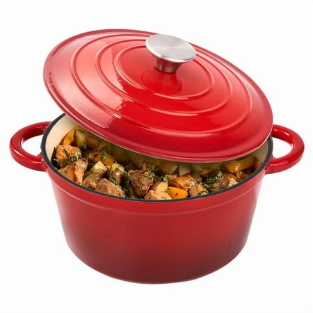 Hawsaiy 4.5 QT Enameled Cast Iron Dutch Oven with Lid, Nonstick Cookware for Baking, Roasting, Braising & Cooking, Dual Handles, Red