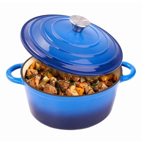 Hawsaiy 4.5 QT Enameled Cast Iron Dutch Oven with Lid, Nonstick Cookware for Baking, Roasting, Braising & Cooking, Dual Handles, Dark Blue