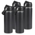 thumbnail image 1 of Hawsaiy 18oz Insulated Stainless Steel Water Bottle with Straw, Leak-Proof, BPA-Free, Keeps Cold 24h/Hot 12h, Black(4 Pcs）, 1 of 9