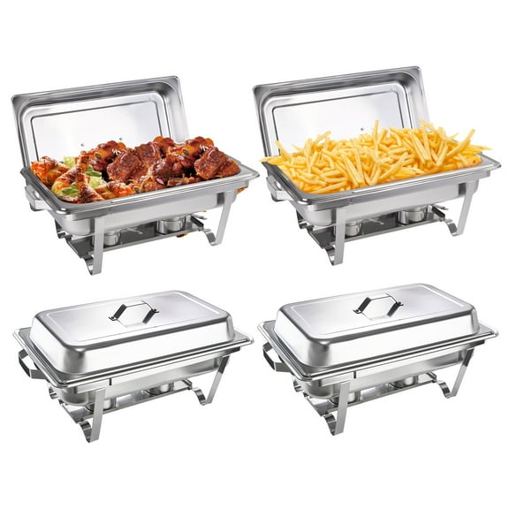 Hawsaiy 4-Pack 9QT Full Size Rectangular Stainless Steel Chafing Dishes Set