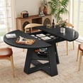 thumbnail image 1 of Hawsaiy 43.3-59 in Extendable Oval Dining Table for 4-6, Space-Saving Round Kitchen Table with Hidden Leaf Storage & Bottom Shelf for Small Space, Black, 1 of 10