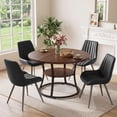 thumbnail image 1 of Hawsaiy 47.2" Round Dining Table Set for 4, Kitchen Table with 4 Upholstered Chairs, Modern Dining Room Table Set with Storage Shelf, Small Space Dining Set for Apartment, 1 of 9