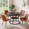 thumbnail image 1 of Hawsaiy 47.2" Round Dining Table Set for 4, Kitchen Table with 4 Upholstered Chairs, Modern Dining Room Table Set with Storage Shelf, Small Space Dining Set for Apartment, 1 of 9