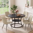 thumbnail image 1 of Hawsaiy 47.2" Round Dining Table Set for 4, Kitchen Table with 4 Upholstered Chairs, Modern Dining Room Table Set with Storage Shelf, Small Space Dining Set for Apartment, 1 of 9