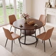 thumbnail image 1 of Hawsaiy 47.2" Round Dining Table Set for 4, Modern Kitchen Table with 4 Upholstered PU Leather Dining Chairs, Dining Room Table with Storage Shelf, Small Space Furniture, 1 of 9
