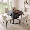 thumbnail image 1 of Hawsaiy 47.2" Round Dining Table Set for 4, Modern Kitchen Table with 4 Upholstered PU Leather Dining Chairs, Dining Room Table with Storage Shelf, Small Space Furniture, 1 of 9