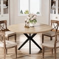 thumbnail image 1 of Hawsaiy 47" Round Dining Table for 4-6, Modern Farmhouse Kitchen Table with Metal Legs, Wood Circle Dinner Table for Kitchen & Dining Room, Natural, 1 of 8
