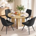 thumbnail image 1 of Hawsaiy 5 Piece 39.4" Round Dining Table Set for 4, Small Space Kitchen Table with 4 Upholstered Chairs, Farmhouse Dining Set with Metal Legs(Natural+Black), 1 of 9