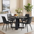 thumbnail image 1 of Hawsaiy 5 Piece 43.3" Round Dining Table Set for 4, Modern Wood Kitchen Table with Storage Shelf & 4 PU Leather Upholstered Dining Chairs, Dining Room Furniture Set for Apartment, 1 of 8