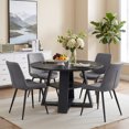 thumbnail image 1 of Hawsaiy 5 Piece 43.3" Round Dining Table Set for 4, Modern Wood Kitchen Table with Storage Shelf & 4 PU Leather Upholstered Dining Chairs, Dining Room Furniture Set for Apartment, 1 of 8