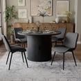 thumbnail image 1 of Hawsaiy 5-Piece Dining Table Set for 4, 47" Round Dining Table Set with 4 PU Leather Dining Chairs, Modern Farmhouse Table Set for Dining Room (Black+Black), 1 of 10