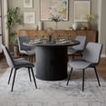 thumbnail image 1 of Hawsaiy 5-Piece Dining Table Set for 4, 47" Round Dining Table Set with 4 PU Leather Dining Chairs, Modern Farmhouse Table Set for Dining Room (Black+Dark Gray), 1 of 10