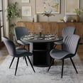 thumbnail image 1 of Hawsaiy 5-Piece Dining Table Set for 4, 47" Round Dining Table Set with 4 Upholstered Dining Chairs, Modern Farmhouse Table Set for Dining Room (Black+Dark Gray), 1 of 9