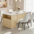 thumbnail image 1 of Hawsaiy 5-Piece Dining Table Set for 4, 63" Dining Room Table with 4 Upholstered Dining Chairs, Modern Kitchen Table Set with 2 Storage Drawers for Apartment, 1 of 9