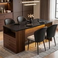 thumbnail image 1 of Hawsaiy 5-Piece Dining Table Set for 4, 63" Dining Room Table with 4 Upholstered Dining Chairs, Modern Kitchen Table Set with 2 Storage Drawers for Apartment, 1 of 9