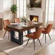 Hawsaiy 5 Piece Dining Table Set for 4, 63" Kitchen Table and 4 Dining Chairs, Modern Dining Room Set for Kitchen, Dining RoomWalnut & Ebony+Brown