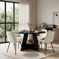 thumbnail image 1 of Hawsaiy 5 Piece Round Dining Table Set for 4, 47.3" Kitchen Dining Table with Storage Shelf & 4 PU Leather Dining Chairs, Modern Kitchen Table Set with Crossed Metal Legs, 1 of 11