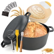 Hawsaiy 6.5QT Pre-Seasoned Cast Iron Dutch Oven with Lid, Ideal for Bread Baking, Sourdough, Frying, BBQ & Camping - Dual Handles, Skillet Pan Set for Indoor & Outdoor Use