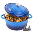 thumbnail image 1 of Hawsaiy 6 QT Enameled Cast Iron Dutch Oven with Lid, Nonstick Cookware for Baking, Roasting, Braising & Cooking, Dual Handles, Dark Blue, 1 of 12
