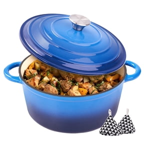 Hawsaiy 6 QT Enameled Cast Iron Dutch Oven with Lid, Nonstick Cookware for Baking, Roasting, Braising & Cooking, Dual Handles, Dark Blue