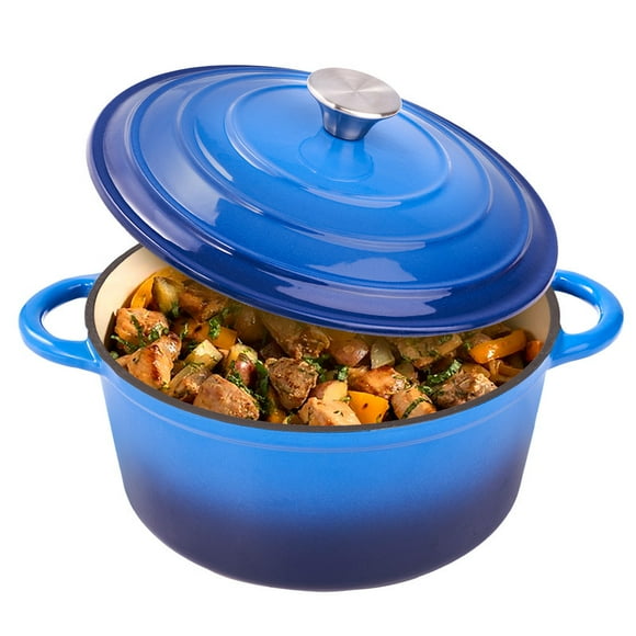 Hawsaiy 6 QT Enameled Cast Iron Dutch Oven with Lid, Nonstick Cookware for Baking, Roasting, Braising & Cooking, Dual Handles, Dark Blue