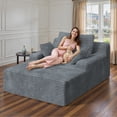 thumbnail image 1 of Hawsaiy 68" Oversized Chaise Lounge Indoor Chair, Plush Corduroy Floor Sofa Bed with Deep Seat & Wide Armrests, Fully Assembled Comfy Reading Couch for Living Room & Bedroom, Dark Gray, 1 of 8