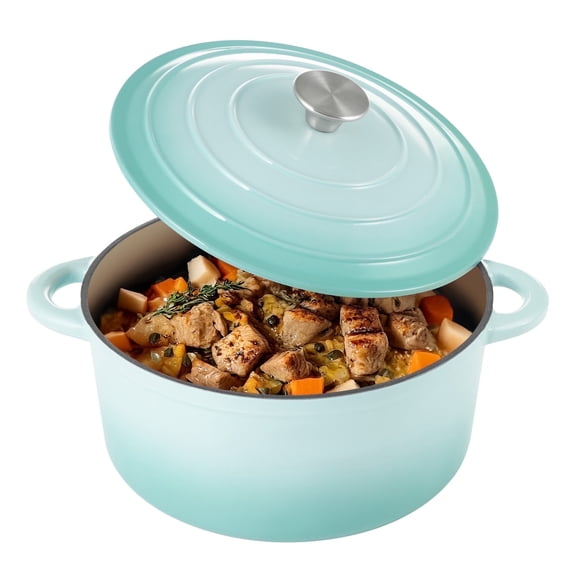 Hawsaiy 6 QT Enameled Cast Iron Dutch Oven with Lid, Nonstick Cookware for Baking, Roasting, Braising & Cooking, Dual Handles,Mint Green