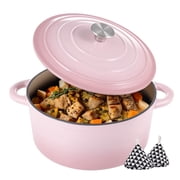Hawsaiy 6 QT Enameled Cast Iron Dutch Oven with Lid, Includes 2 Oven Mitts, Nonstick Cookware for Baking, Roasting, Brai