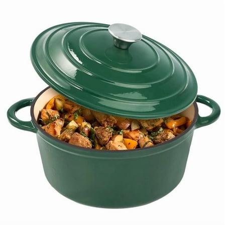Hawsaiy 6 QT Enameled Cast Iron Dutch Oven with Lid, Nonstick Cookware for Baking, Roasting, Braising & Cooking, Dual Handles, Green