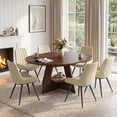 thumbnail image 1 of Hawsaiy 7 Piece Extendable Dining Table Set for 6, 47.24"-63" Round to Oval Kitchen Dining Room Table with Storage Shelf & Upholstered Dining Chairs, Modern Wood Dining Table Set for Apartment, 1 of 11