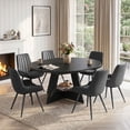 thumbnail image 1 of Hawsaiy 7 Piece Extendable Dining Table Set for 6, 47.24"-63" Round to Oval Kitchen Dining Room Table with Storage Shelf & Upholstered Dining Chairs, Modern Wood Dining Table Set for Apartment, 1 of 11