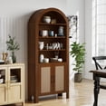 thumbnail image 1 of Hawsaiy 71" Arched Pantry Cabinet with Doors, Tall Arch Bookcase with Adjustable Shelves, Mid-Century Modern Kitchen Pantry Storage Cabinet for Living Room, Walnut, 1 of 10