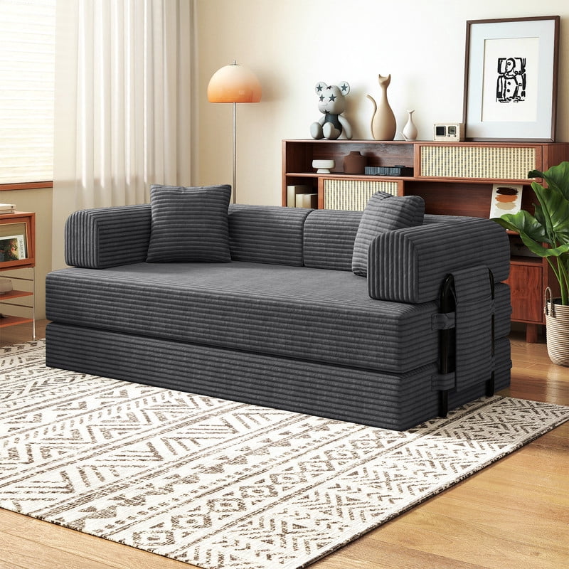 Hawsaiy 78" Convertible Corduroy Modular Floor Sofa Bed with ...