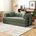 thumbnail image 1 of Hawsaiy 78" Convertible Corduroy Modular Floor Sofa Bed with Cylindrical Pillows, No Assembly Sleeper Couch with High-Density Foam, Fixed Shape Frame for Living Room, Bedroom, Lounge, Green, 1 of 10